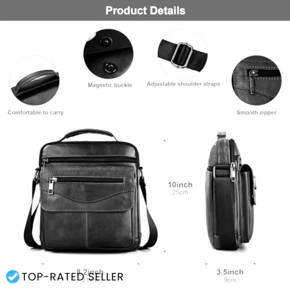 Genuine Leather Messenger Bag Crossbody Satchel Travel Shoulder Bag